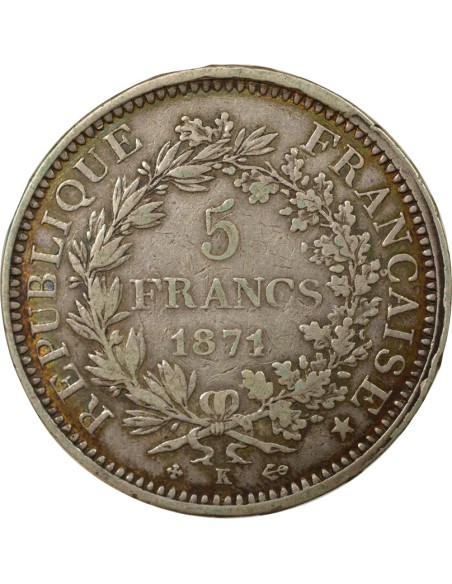 Camélinat 5 francs Argent 1871 A - Paris