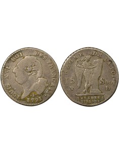 Louis XVI au Génie 15 sols Argent 1791 D Lyon