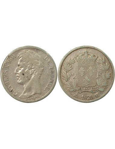 Charles X 2 francs Argent 1829 H La Rochelle