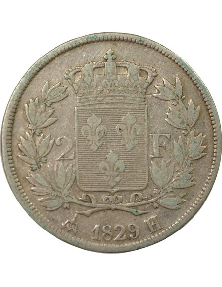 Charles X 2 francs Argent 1829 H La Rochelle