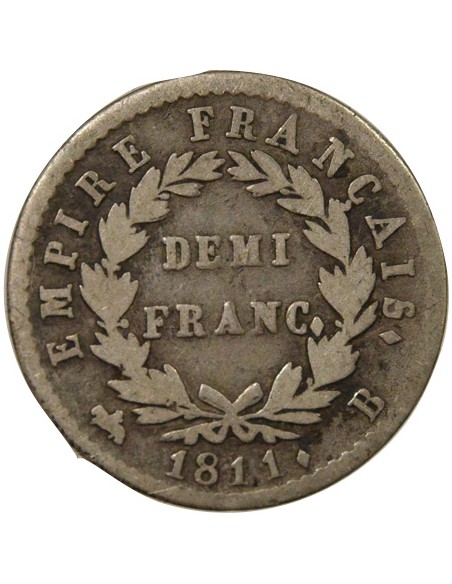 Roi d'Italie Empire 1/2 franc Argent 1811 B Rouen
