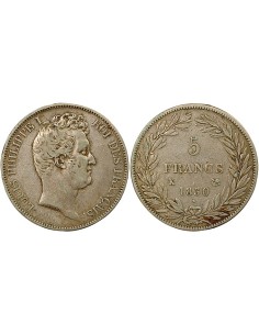 Louis-Philippe Ier Tr. en Creux 5 francs Argent 1830 K Bordeaux