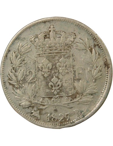 Charles X 2 francs Argent 1827 B Rouen