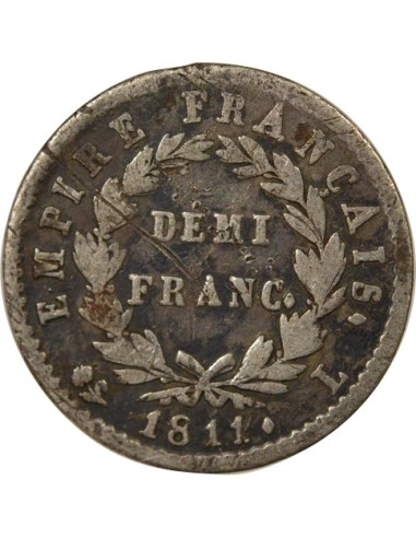 Roi d'Italie Empire 1/2 franc Argent 1811 L Bayonne