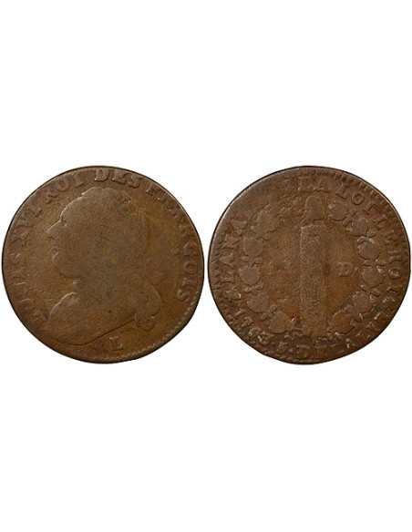Louis XVI au Faisceau 12 deniers Cuivre 1793 L Bayonne
