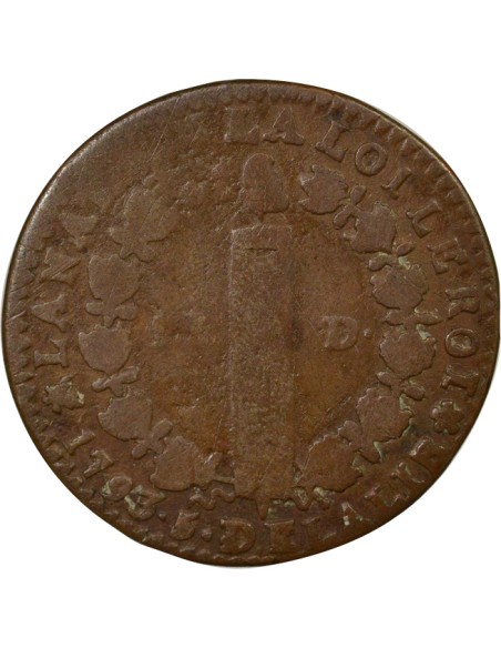 Louis XVI au Faisceau 12 deniers Cuivre 1793 L Bayonne