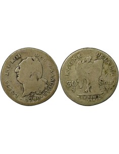 Louis XVI au Génie 30 sols Argent 1792 W Lille