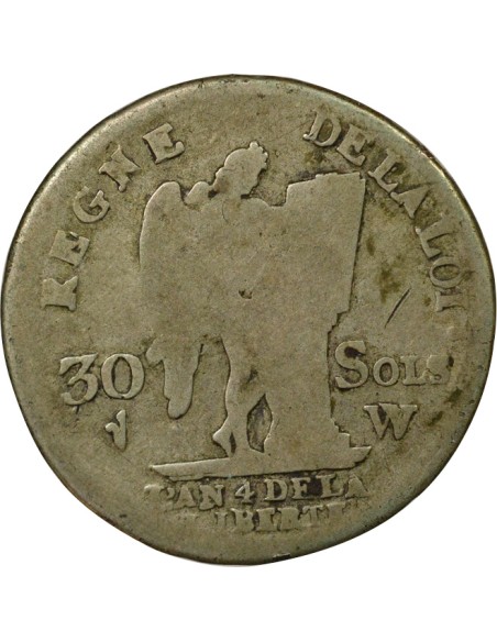 Louis XVI au Génie 30 sols Argent 1792 W Lille