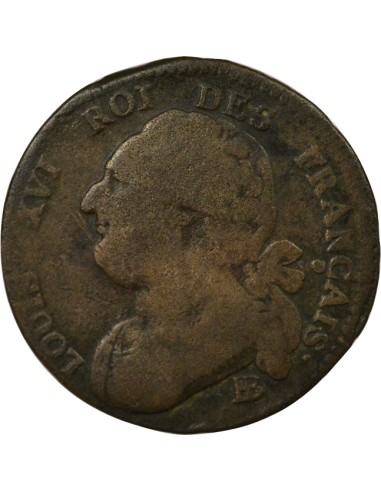 Louis XVI au Faisceau 12 deniers Cuivre 1792 BB Strasbourg