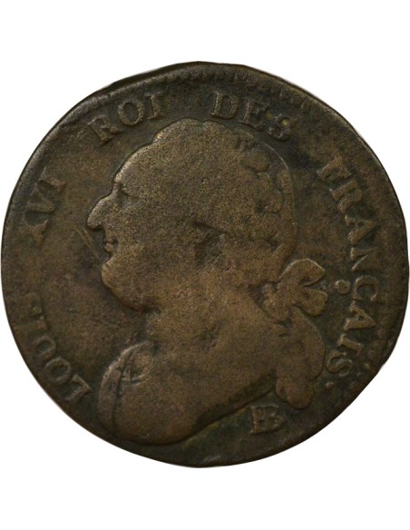 Louis XVI au Faisceau 12 deniers Cuivre 1792 BB Strasbourg