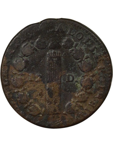 Louis XVI au Faisceau 12 deniers Cuivre 1792 N Montpellier