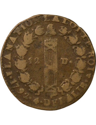 Louis XVI au Faisceau 12 deniers Cuivre 1792 I Limoges