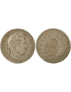 Louis-Philippe Ier Tête Laurée 1 franc Argent 1844 A - Paris