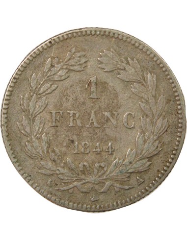 Louis-Philippe Ier Tête Laurée 1 franc Argent 1844 A - Paris