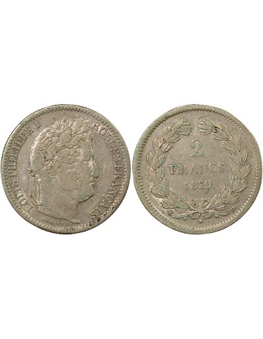 Louis-Philippe Ier 2 francs Argent 1839 BB Strasbourg