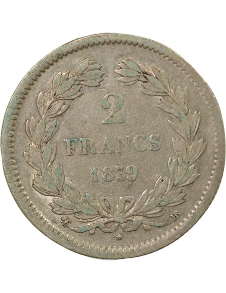 Louis-Philippe Ier 2 francs Argent 1839 BB Strasbourg
