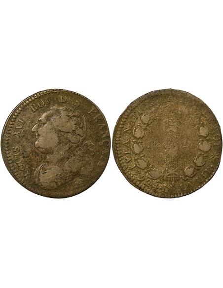 Louis XVI au Faisceau 12 deniers Cuivre 1792 BB Strasbourg