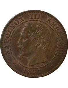 Napoléon III Tête nue 2 centimes Bronze 1857 A - Paris 2