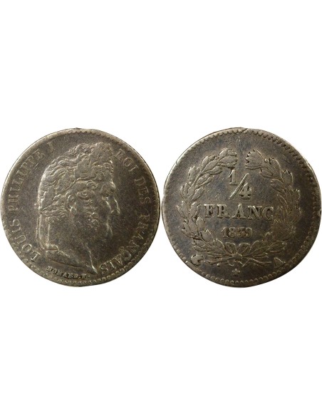 Louis-Philippe Ier 1/4 franc Argent 1839 A - Paris