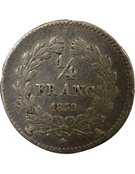 Louis-Philippe Ier 1/4 franc Argent 1839 A - Paris
