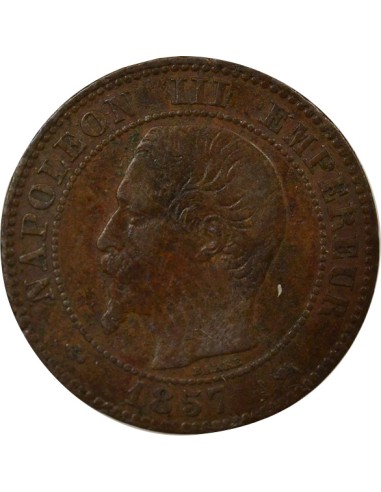 Napoléon III Tête nue 2 centimes Bronze 1857 D Lyon