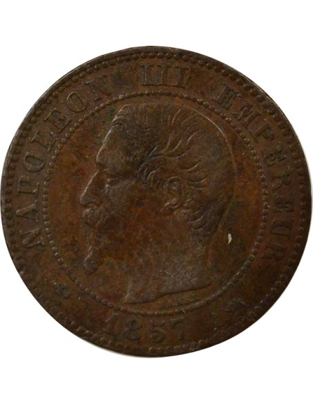 Napoléon III Tête nue 2 centimes Bronze 1857 D Lyon