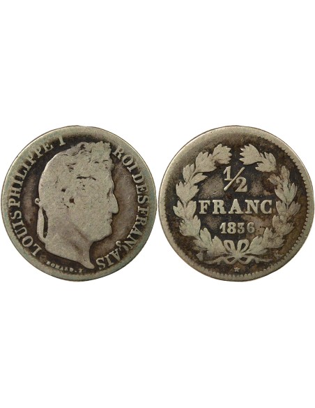 Louis-Philippe Ier 1/2 franc Argent 1836 K Bordeaux