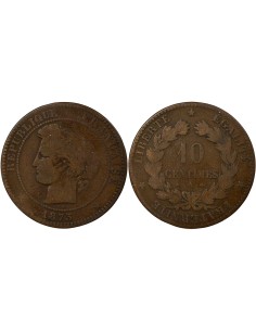 Cérès 10 centimes Bronze 1875 A - Paris