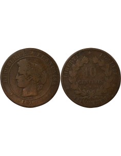 Cérès 10 centimes Bronze 1876 K Bordeaux