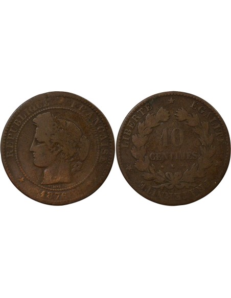 Cérès 10 centimes Bronze 1876 K Bordeaux