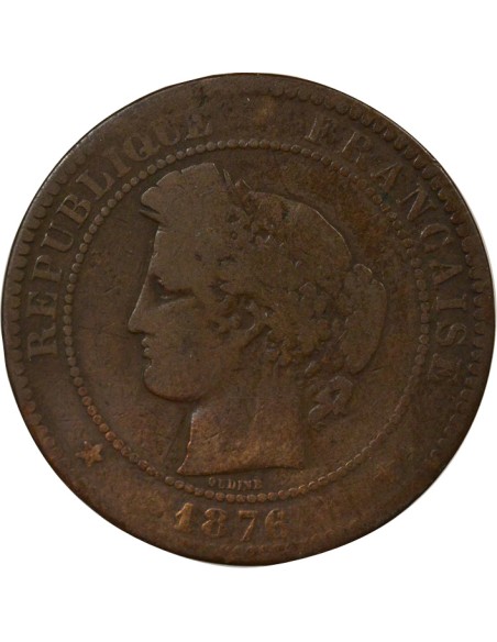 Cérès 10 centimes Bronze 1876 K Bordeaux