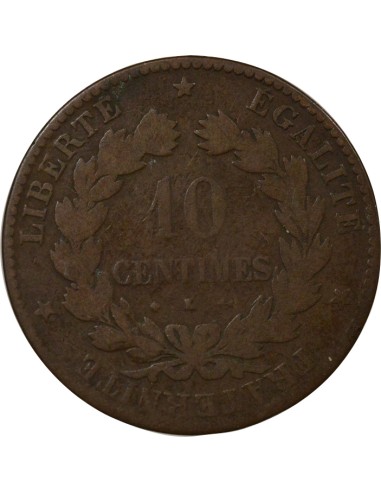 Cérès 10 centimes Bronze 1876 K Bordeaux
