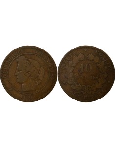 Cérès 10 centimes Bronze 1876 A - Paris