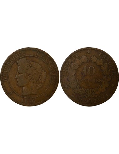 Cérès 10 centimes Bronze 1876 A - Paris