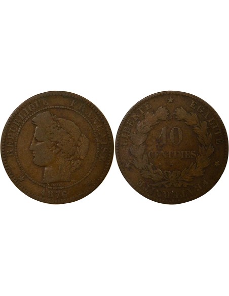 Cérès 10 centimes Bronze 1876 A - Paris