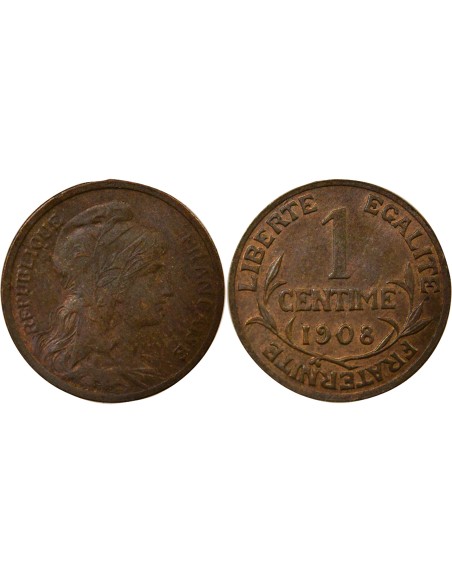 1 centime Bronze 1908 A Paris