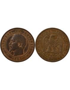 Napoléon III Tête nue 10 centimes Bronze 1855 B Rouen