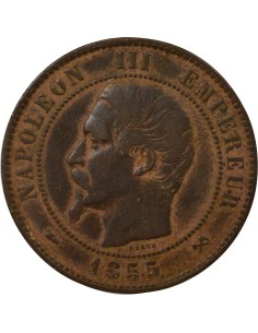 Napoléon III Tête nue 10 centimes Bronze 1855 B Rouen 2
