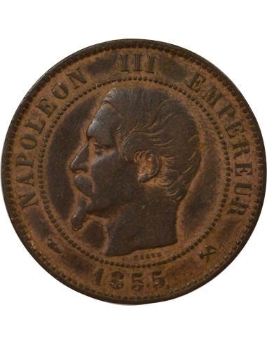 Napoléon III Tête nue 10 centimes Bronze 1855 B Rouen