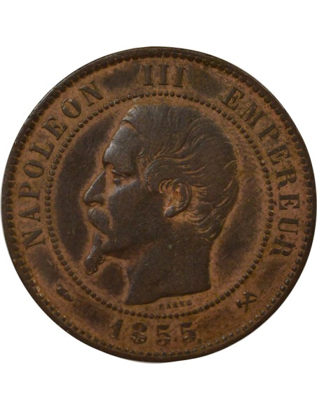 Napoléon III Tête nue 10 centimes Bronze 1855 B Rouen