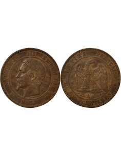 Napoléon III Tête nue 10 centimes Bronze 1854 B Rouen