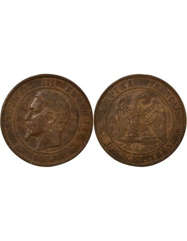 Napoléon III Tête nue 10 centimes Bronze 1854 B Rouen