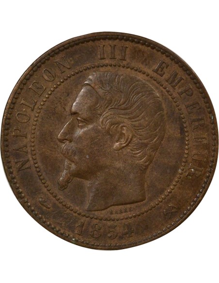 Napoléon III Tête nue 10 centimes Bronze 1854 B Rouen
