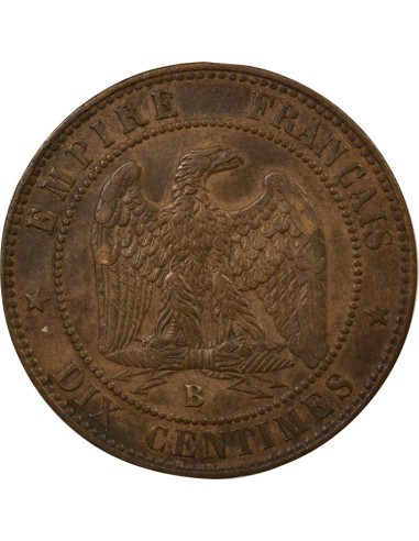 Napoléon III Tête nue 10 centimes Bronze 1854 B Rouen