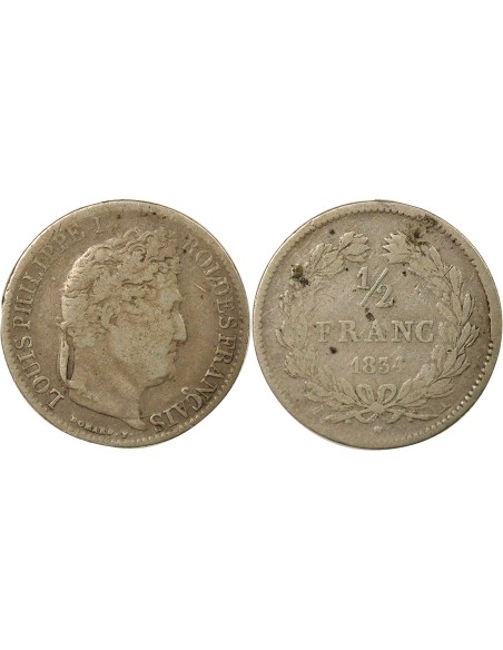 Louis-Philippe Ier 1/2 franc Argent 1834 A - Paris