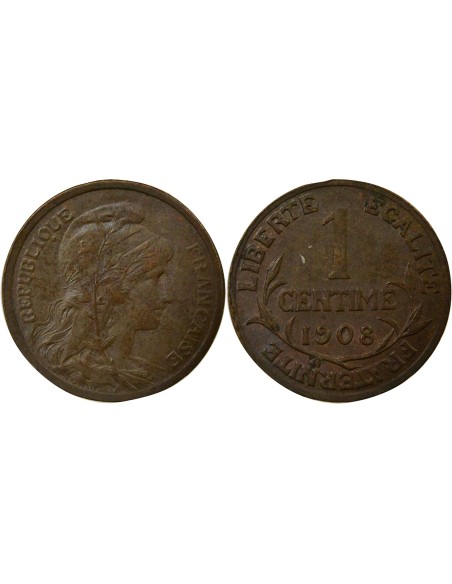 1 centime Bronze 1908 A Paris