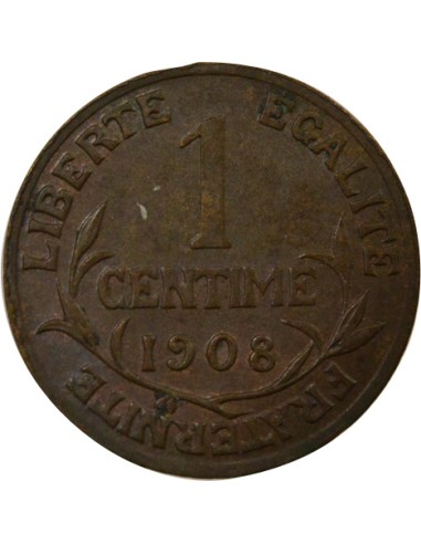 1 centime Bronze 1908 A Paris