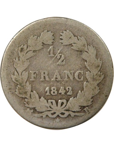 Louis-Philippe Ier 1/2 franc Argent 1842 B Rouen