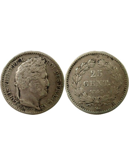 Louis-Philippe Ier 1/4 franc Argent 1845 B Rouen