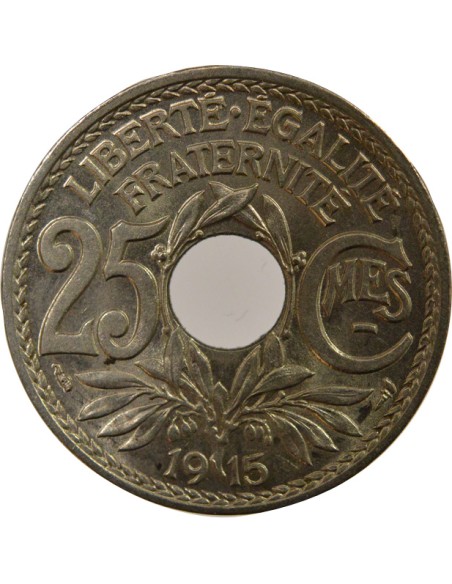 Souligné 25 centimes Nickel 1915 J Paris